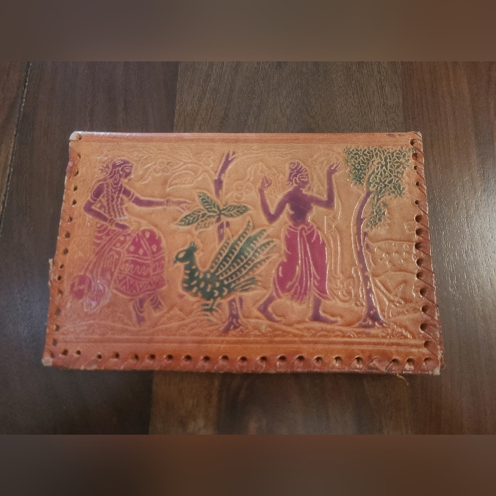 Vintage leather wallet organizer from India